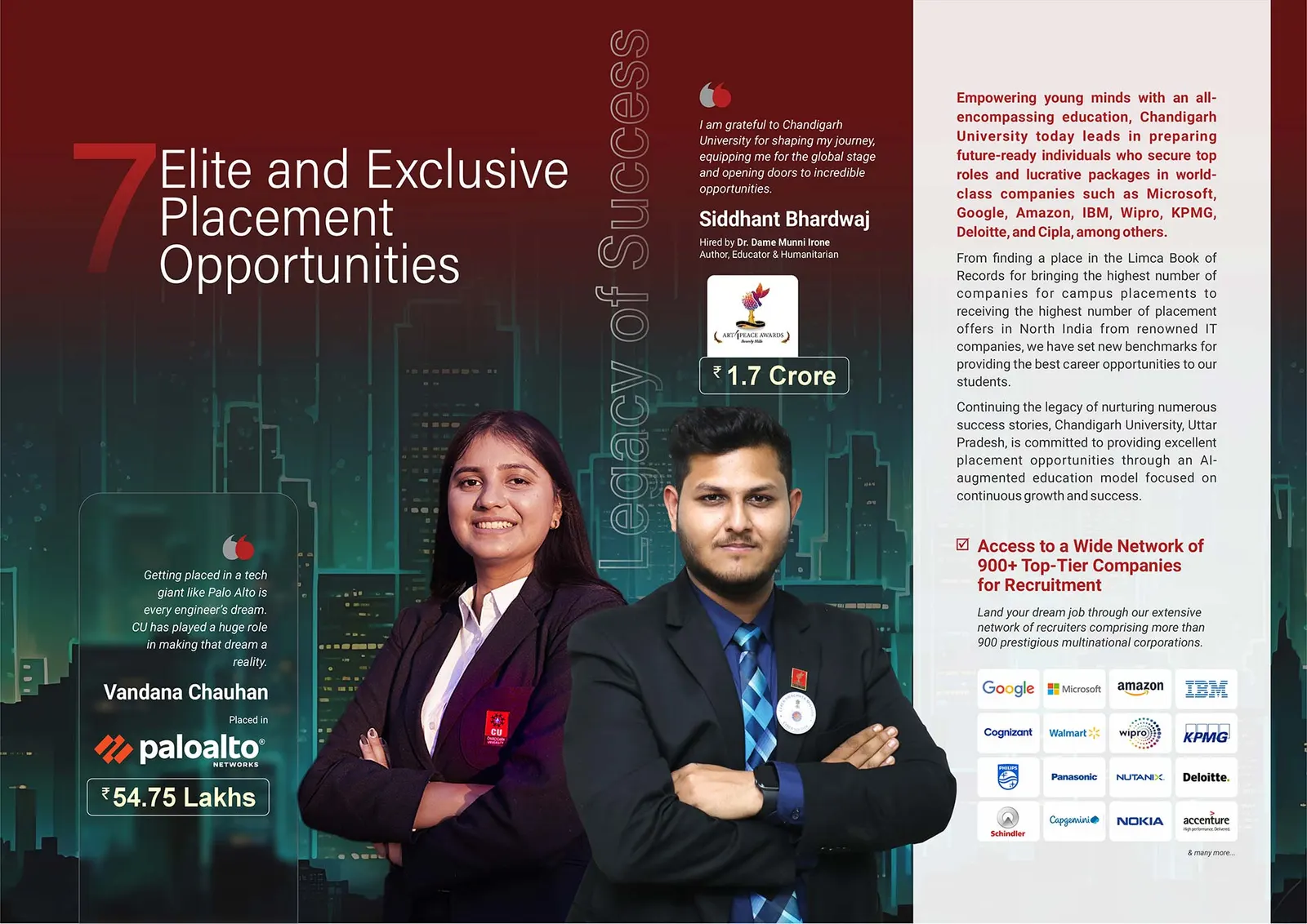CU Edge 7: Elite and Exclusive Placement Opportunities. Access to a wide network of 900+ top-tier companies for recruitment, with alumni placement stories.